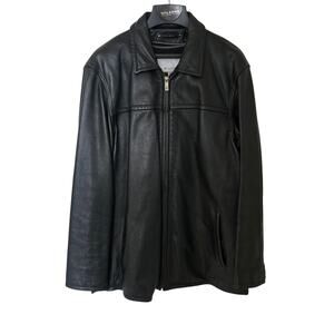 Wilson's Leather M. Julian Zip Up Black Leather Jacket Lined